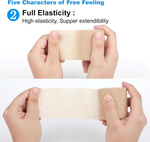 Cohesive Bandage Wrap, Self Adhesive Medical Tape,Vet Wrap, Athletic Elastic Stretch Band, self Adhesive, Flexible, Breathable & idea for Sport In...