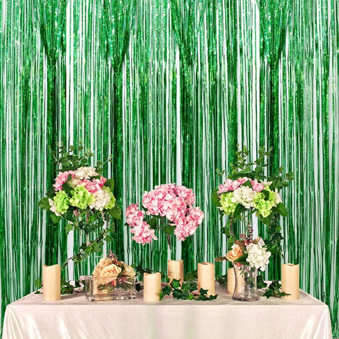 Iridescent Foil Fringe Curtains Rainforest Jungle Theme Party Supplies Birthday Wedding Party Window Door Decorations Fun Photo Booth Backdrop Pro...