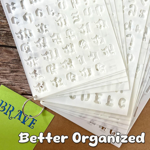 Letter Stencils, 14PCS 8.2x5.5” Plastic Reusable Alphabet Stencils in Different Fonts, Lettering Stencils for A5 Bullet Journals, Stencils for Pai...