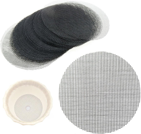 100pcs Round Flower Pot Hole Mesh Pad 4" Diameter Black Bonsai Pot Bottom Grid Mat...