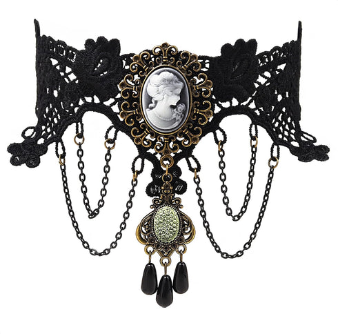 Sacina Victorian Lace Choker Necklace, Black Velvet, Zinc Alloy, Goth Jewelry Gift for Women...