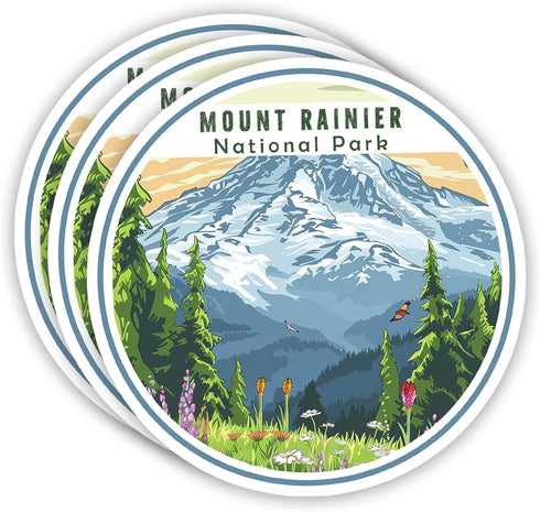 (3pcs) Mount Rainier National Park Sticker, National Parks, Stickers for Water Bottles, National Park Stickers. Adventure Stickers, Hiking Sticker...