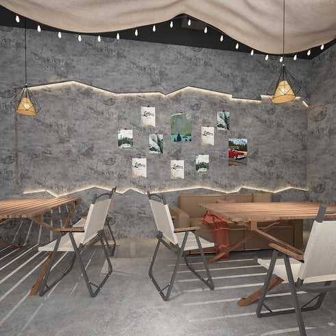 Concrete Wallpaper Cement Contact Paper Dark Grey Wallpaper Peel Stick Countertops 15.75" x 118.11" 3D Rustic Industrial Style Waterproof Removabl...