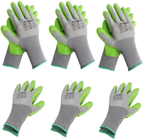 WORKPRO 6 Pairs Garden Gloves, Work Glove with Eco Latex Palm Coated, Working Gloves for Weeding, Digging, Raking and Pruning(M)...