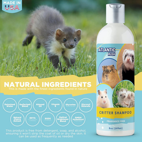Critter Shampoo for Small Pets - 8oz Small Animal Fragrance Free Shampoo - Pet Shampoo for Small Critters Including Ferrets, Guinea Pigs, Rabbits,...