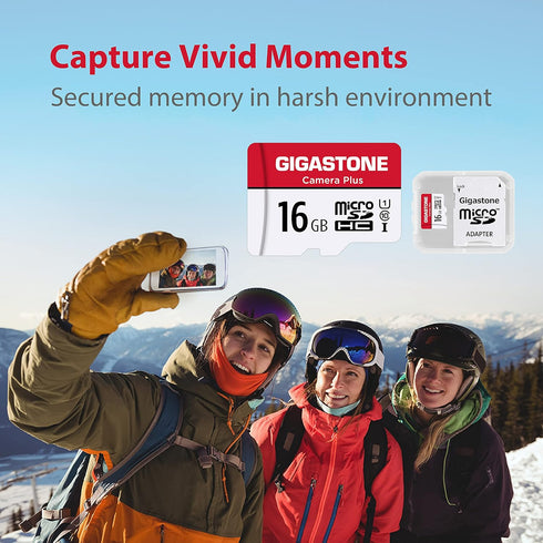 Gigastone 16GB Memory Card Pack of 2 Cards, Camera Plus Series, Speed Up to 85MB/s. Ideal for Full HD Video Gopro Camera Drone, U1 C10 Micro SDHC ...