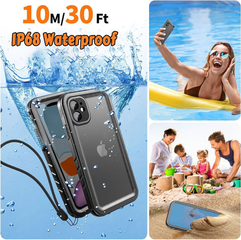Cozycase Compatible with Waterproof iPhone 11 case, Built-in Screen Protector, Full-Body Rugged Bumper Sealed Case Cover, Shockproof Dustproof Wat...