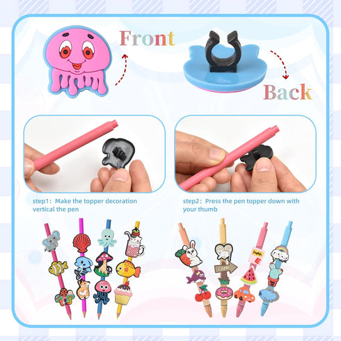 50pcs Pencil Topper Decorations Random Cute Pencil Topper For Kids Lovely Pencil Clips For Classroom Reward School Prize Students Gifts Easter Egg...