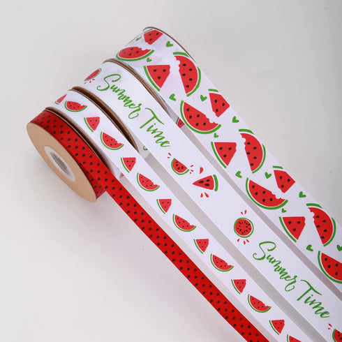 Watermelon Satin Craft Ribbon 40 Yards Red Green Black Fruit Printed Themed Decorative Ribbons for Gift Wrapping DIY Bows Bridal Shower Birthday S...
