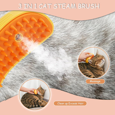 Cat Steam Brush,Cat Steam Brush for Grooming,3 in 1 Steamy Cat Brush,Spraying Steam Pet SPA Brush,Rechargeable Silicone Pet Comb for Cats & Dogs...