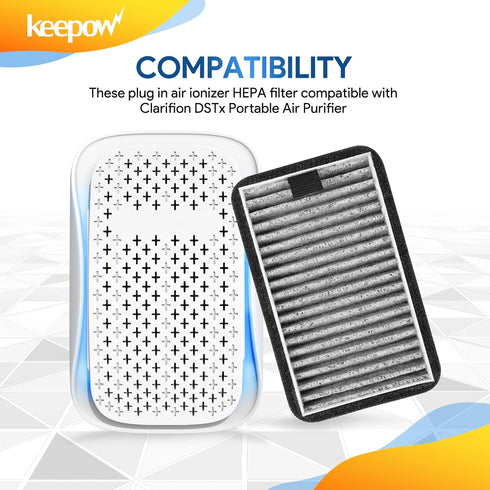 KEEPOW DSTx Filter Compatible with Clarifion DSTx Mini Personal Portable Air Purifier, 2 in 1 HEPA and Activated Carbon Filters for Bedroom and Pe...