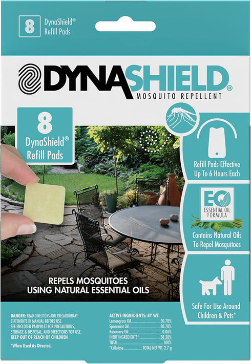 DynaTrap DS1000R8SR DynaShield Repellent 8 Pack, 8 Refill Pads, White...