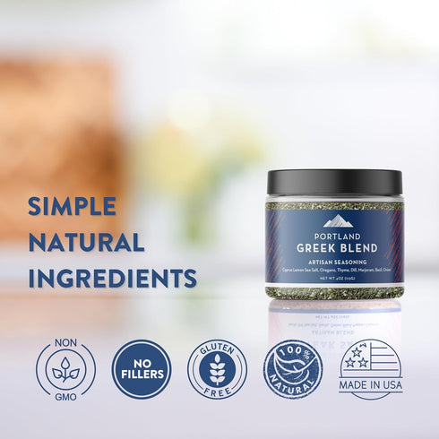 Portland Salt Co. Greek Spice Blend w/Sea Salt – Signature All-Purpose, Mediterranean Seasoning & Rub - Non-GMO, 1.94 Oz (Pack of 1)...