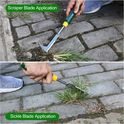 2 Pack 13" Crack Weeder Crevice Weeding Tool with Garden Gloves, Stainless Steel Manual Weeder Lawn Yard Gardening Hand Tool (L-Shape)...