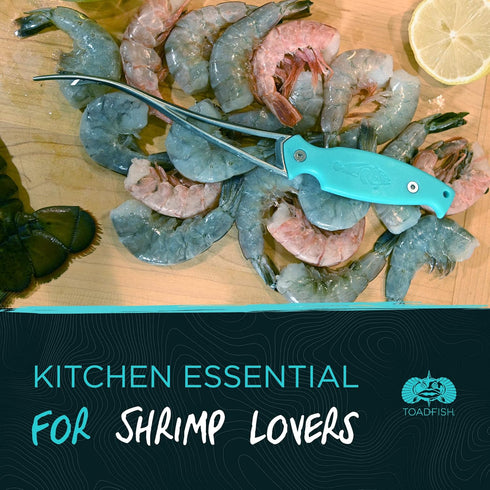 Toadfish Shrimp Deveiner Tool - Prawn & Seafood Peeler - Frogmore Shrimp Cleaner - Steel Butterfly Blade - Kitchen Essential - Ergonomic Handle - ...