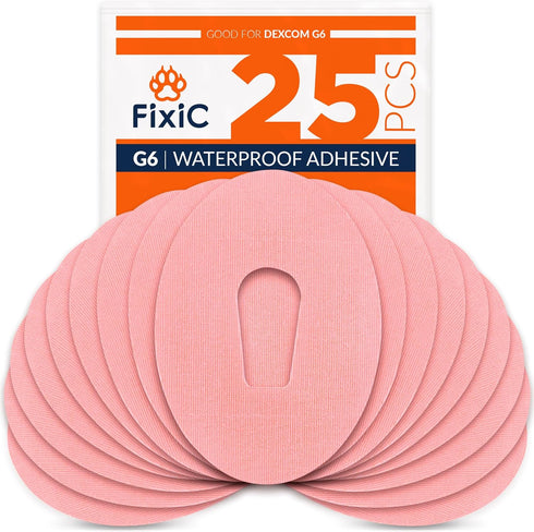 FixiC – Adhesive Patches for G6 – 25 Pack Premium Waterproof Adhesive Patches – Pre-Cut Back Paper – Adhesive Patch for G6 – Long Fixation! (Pink)...