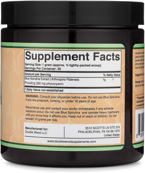 Blue Spirulina Powder - Maximum 35% Phycocyanin Content, Superfood Powder from Blue-Green Algae, Mixes into Smoothies and Protein Drinks, Plant Fo...