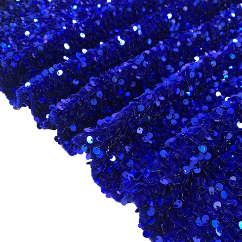 Royal Blue Sequin Fabric by The Yard Velvet Fabric 1 Yard Glitter Sequin Velvet Fabric with Embroideried Sequins Decoratived Fabric for Wedding Bi...