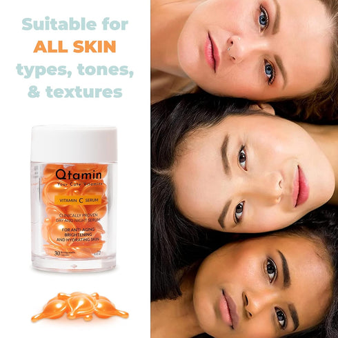 Vitamin C Capsules for Face - Portable Face Serum Capsules | Vitamin C Serum Capsules for Face Moisturising, Anti-Aging, & Brightening (30 Count -...