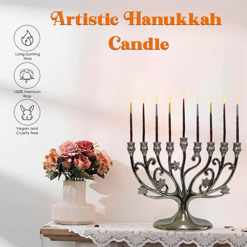 Majestic Giftware Multicolor Hanukkah Candles - CP20 | 45 Dripless Handcrafted Chanukah Candles for All 8 Nights of Hanukkah | Manufactured by Saf...