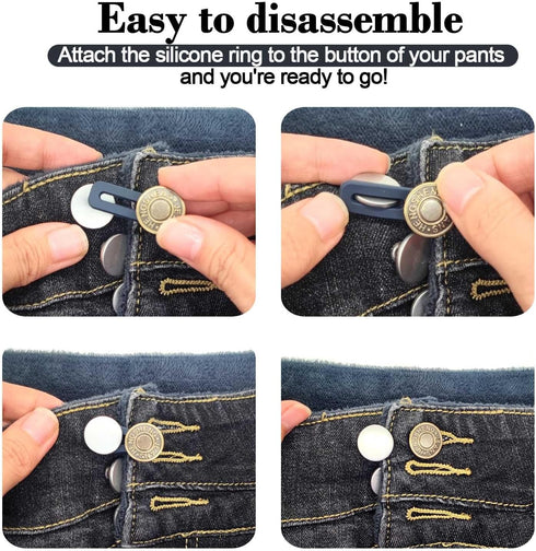 FXHDC-M 6pcs Button Extenders for Jeans Strong Pants Button Extender Waist Expanders for Women Men Trousers, No Sewing Instant Waistband Extension...