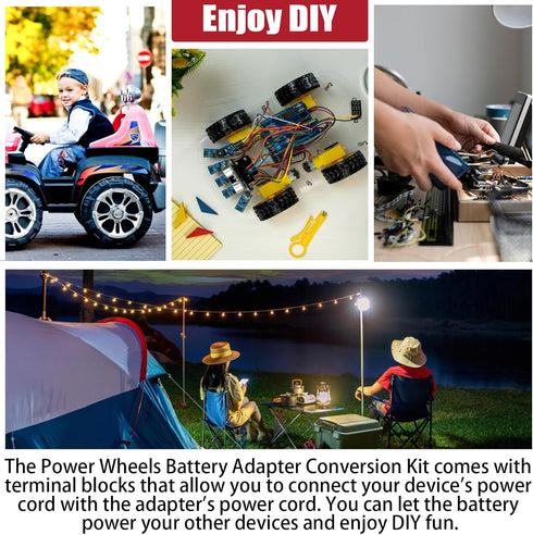 2 Pack Power Wheel for Milwaukee M18 18V Battery Adapter, Power Wheel Battery Converter Kit with Fuses & 14AWG Wire & Control Switch Use for DIY R...