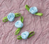 50 Pcs Satin Roses with Green Leaves Mini Cute Ribbon Bows Fabric Artificial Flower Supplies Ornament Applique for DIY Crafting Sewing Wrapping We...