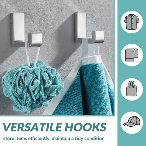 APLusee Polished Chrome Towel Hook 2 Pack, 304 Stainless Steel Robe Hook, Wall Mounted...