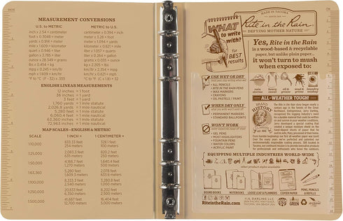 Rite in the Rain All-Weather 1/2" Ring Binder, 5 5/8" x 7 7/8", Tan Binder (No. 9200T)...