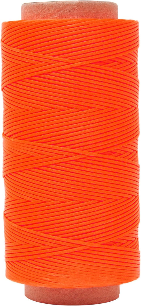 Mandala Crafts Orange Flat Waxed Thread for Leather Sewing - 197 Yds 210D 1mm Polyester Leather Thread String Waxed Cord for Leatherwork, Beading,...
