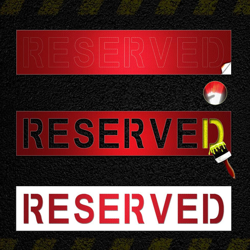 2 Pieces 4" Reserved Stencil with Self-Adhesive,Reserved Parking Spray Painting Letter Sticker Stencil,6" x 29" Reserved Sign Pavement Stencil for...