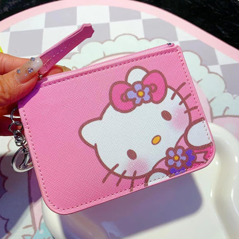 Cute Kitty Wallet Cartoon Anime Purse Credit Card Holder with Kawaii Melody Lanyard Gift for Girl Women(Red)...