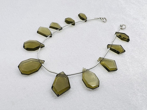 1 Strand Smoky Quartz 11 Pcs Beads Size 3x11-3x16mm Fancy Shape Cut Faceted Beads for Jewellery Making, Beading & Craft Supplies KCRAFTS-RK_k24...