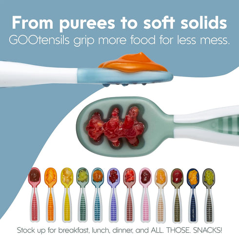 NumNum Baby Spoons Set, Silicone Pre-Spoon GOOtensils for Kids Aged 6+ Months - First Stage, Baby Led Weaning (BLW), Teething Spoon - Travel Case ...