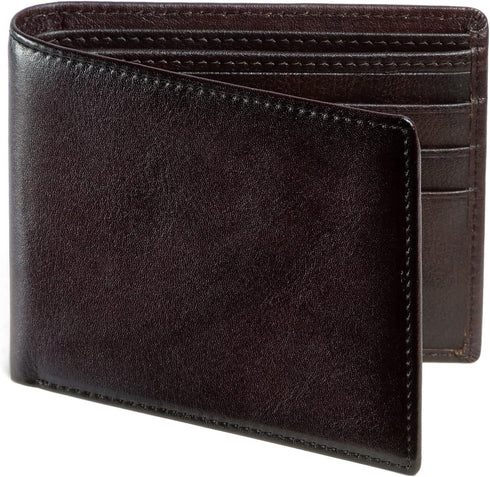 Men's Real Leather RFID Blocking Bifold Wallet Stylish Anti Theft Security (Brown-02)...