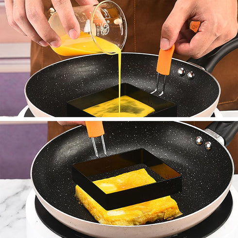 Square Egg Ring for Frying Egg, 2 Pcs 4 Inch Egg Pancake Cooking Rings for Egg Muffins Omelet Maker, Non Stick Stainless Steel Fried Egg Ring Pcak...