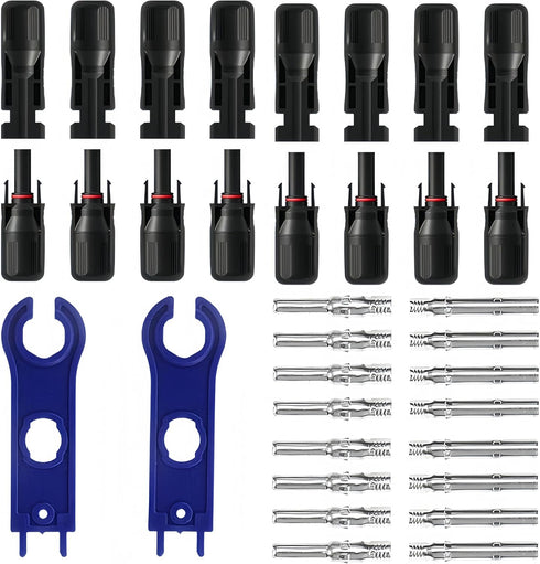 16 PCS Solar Connectors Kit IP68 Waterproof Male/Female Solar Panel Cable Connectors 8 Pairs, Black...