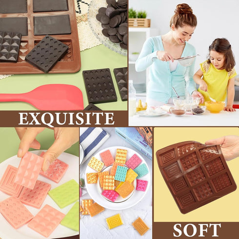 Chocolate Molds Silicone,Mini Rectangular Shaped Chocolate Bar Mold Non-Stick Mini Chocolate Candy Mold Silicone for Chocolate&Candy,Waffles Silic...