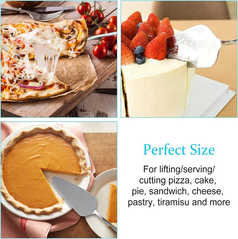 5 Pcs Pie Server Set, Stainless Steel Cake Cutter Pizza Spatula Server, Triangular Spade Pie Cutter Serving Utensils for Cutting Pizza, Cake, Pie,...