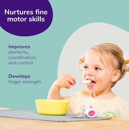 doddl Toddler Utensils, Ergonomic Fork Spoon and Knife Set for Self Feeding, Stainless Steel Silverware for 1-3 Year Olds, BPA Free, Dishwasher Sa...