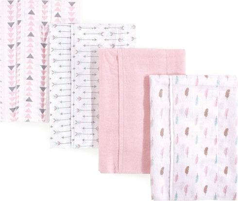 Luvable Friends Unisex Baby Cotton Flannel Burp Cloths, Girl Feathers, One Size...
