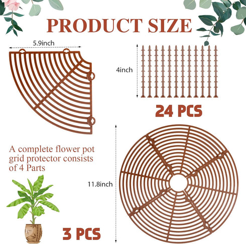 3 Pcs Plant Pot Cover Plant Protector from Animal Plant Pot Grid with Center Cutout Flower Cover Soil Protectors for Plants(Coffee, 11.8 In)...