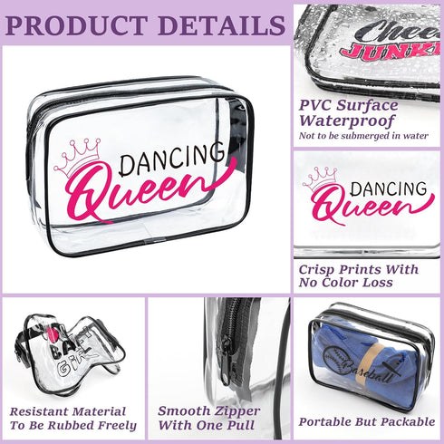Cosmetic Bag PVC Dance Gift Bulk Bag 12 Pcs 7.1 * 4.7 * 2.4 IN Clear Zipper Toiletry Makeup Bag For Dance Team Girls Women Dance Competition Gifts...