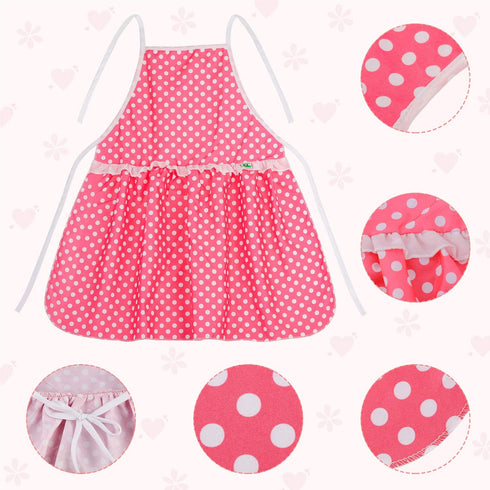 Kids Cooking Baking Set 19Pcs, Kids Chef Role Play Costume Set - Chef Hat and Matching Pink Apron Children Dress up Pretend Gift for 3 4 5 6 7 8 Y...