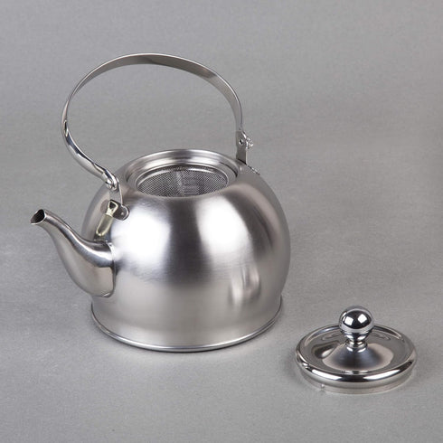 Creative Home Royal Tea 1.0 Quart Stainless Steel Stovetop Tea Kettle with Removable Infuser Basket Folding Handle Capsulated Bottom for Even Heat...