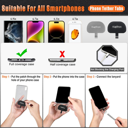 Kaptron Theft and Drop Protection Phone Tether - 30” Safety Retractable Phone Clip, Anti-Drop Travel Clip, Universal Retractable Phone Lanyard wit...