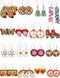16 Pairs Groovy Hippie Acrylic Earrings Retro Boho Earrings Set for Women Rainbow Daisy Butterfly Flower Vacation Earrings Women's Drop and Dangle...