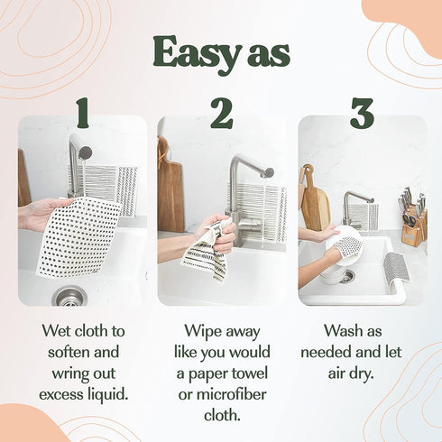 FEBU Swedish Dishcloths for Kitchen | 5 Pack Watercolor Dish Towels | Reusable Paper Towels Washable | Non-Scratch Cellulose Sponge Cloths | No Od...