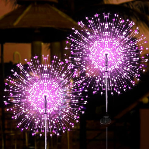JJGoo Solar Garden Lights Solar Firework Lights, 2 Pack 120 LEDs 2 Lighting Modes Solar Lights Outdoor Waterproof for Garden Patio Walkway Pathway...