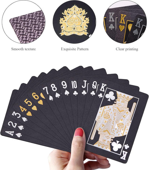 Waterproof Playing Cards, Plastic Playing Cards, Deck of Cards, Gift Poker Cards (Black Diamond Cards)...